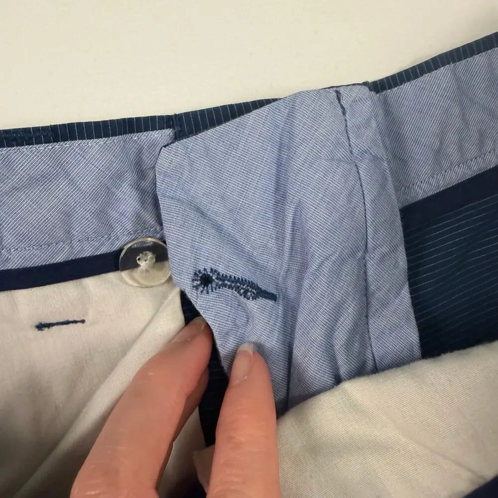 J.Crew Men’s 31 Rivington Chino Shorts 100% Cotton Striped Blue Preppy Classic